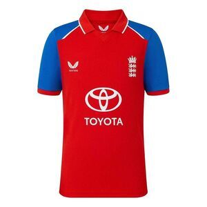Castore Childrens/Kids 2026/2027 England Cricket IT20 Shirt / Red/Blue